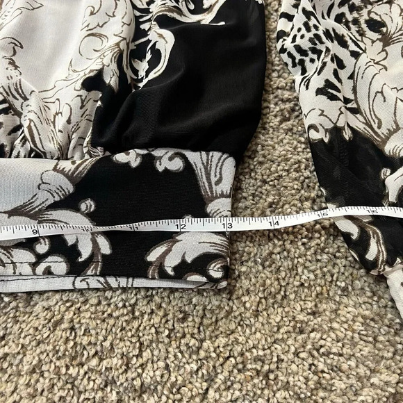 Ember‎ Mock Neck Blouse Floral Business Casual Blouson Sleeve Office Career Crop - Picture 5 of 14